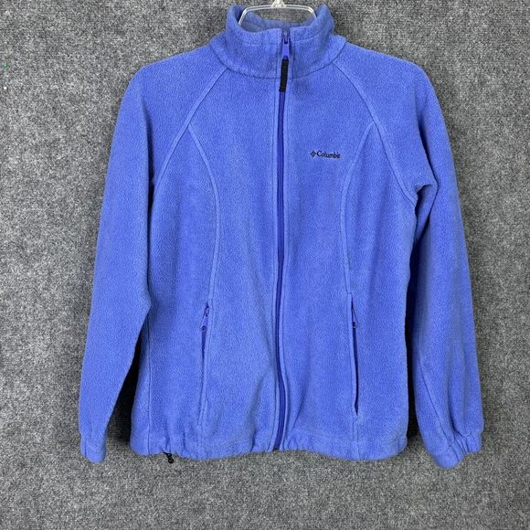 Columbia Fleece Zip Front Jacket Women Size S High Neck Zip Pockets Blue - Picture 1 of 10